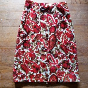 True Vintage 50s 60s Paisley Magic Carpet Psychedelic Trippy Mod Skirt XS 26” W